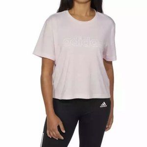 Adidas Ladies' Logo Crop Tee in  pink